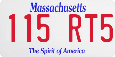 MA license plate 115RT5