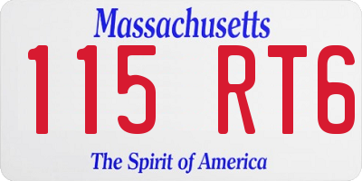MA license plate 115RT6
