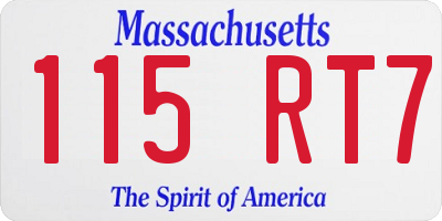 MA license plate 115RT7