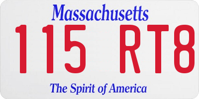 MA license plate 115RT8