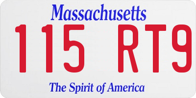 MA license plate 115RT9