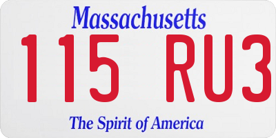 MA license plate 115RU3
