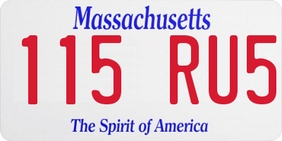 MA license plate 115RU5