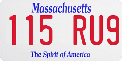 MA license plate 115RU9