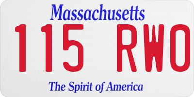 MA license plate 115RW0