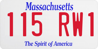 MA license plate 115RW1
