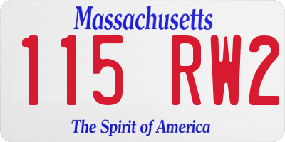 MA license plate 115RW2