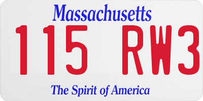 MA license plate 115RW3