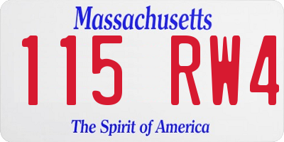 MA license plate 115RW4