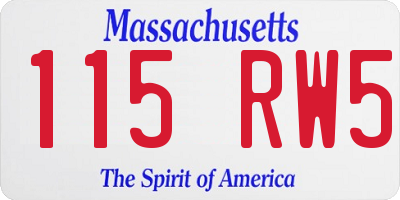 MA license plate 115RW5