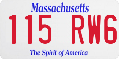 MA license plate 115RW6
