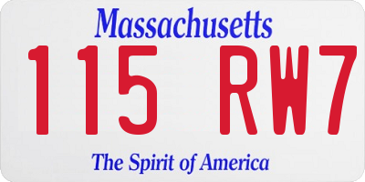 MA license plate 115RW7