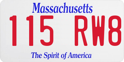 MA license plate 115RW8