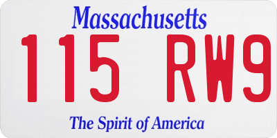 MA license plate 115RW9