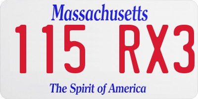 MA license plate 115RX3