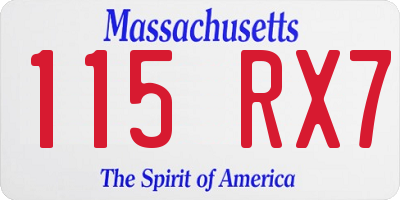 MA license plate 115RX7