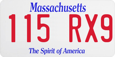 MA license plate 115RX9