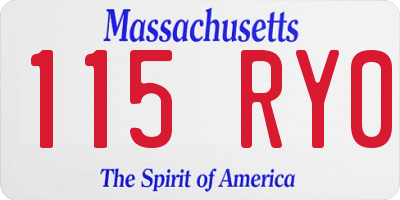 MA license plate 115RY0