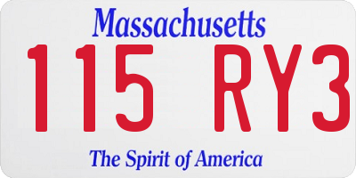 MA license plate 115RY3