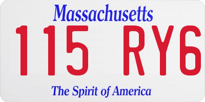 MA license plate 115RY6