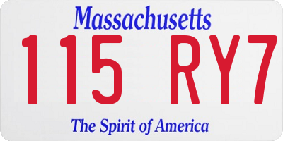 MA license plate 115RY7