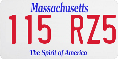 MA license plate 115RZ5