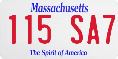 MA license plate 115SA7