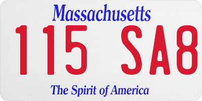MA license plate 115SA8
