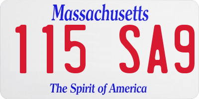 MA license plate 115SA9