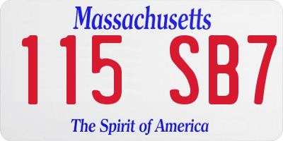 MA license plate 115SB7