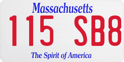 MA license plate 115SB8