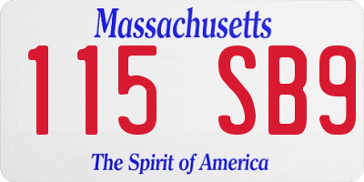 MA license plate 115SB9