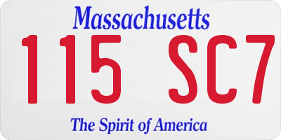 MA license plate 115SC7