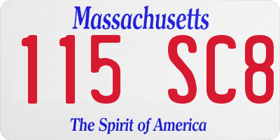 MA license plate 115SC8