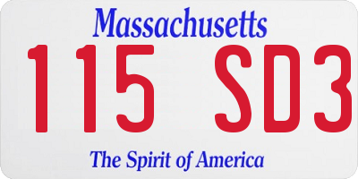 MA license plate 115SD3