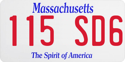 MA license plate 115SD6