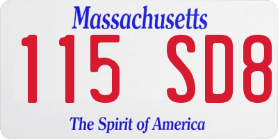 MA license plate 115SD8