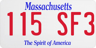 MA license plate 115SF3