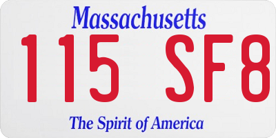 MA license plate 115SF8