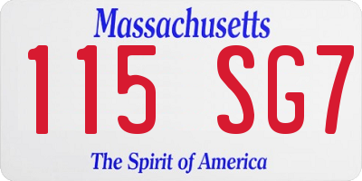 MA license plate 115SG7