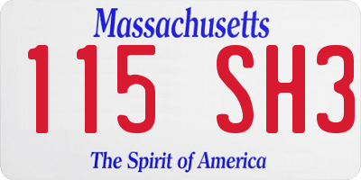 MA license plate 115SH3