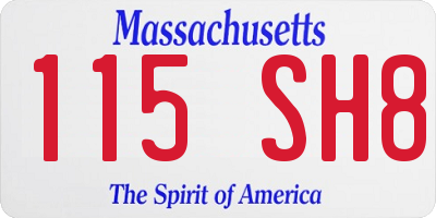 MA license plate 115SH8