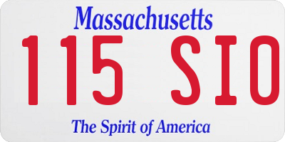 MA license plate 115SI0