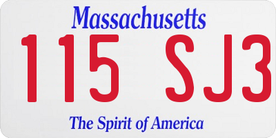 MA license plate 115SJ3