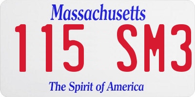 MA license plate 115SM3