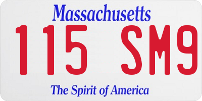 MA license plate 115SM9
