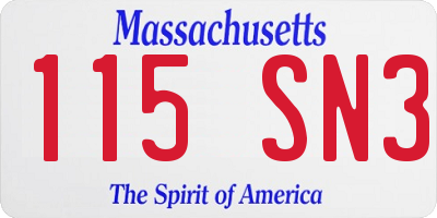 MA license plate 115SN3