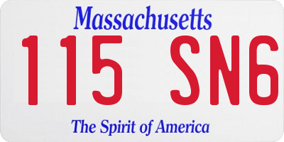 MA license plate 115SN6