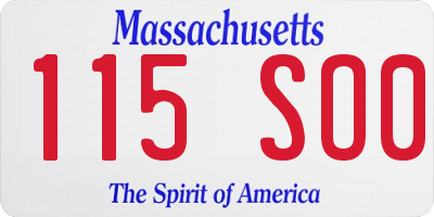 MA license plate 115SO0