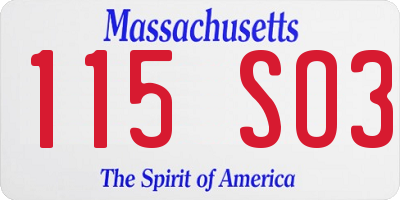 MA license plate 115SO3